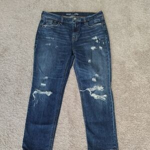 Old Navy Dark Blue Distressed Ankle Jeans